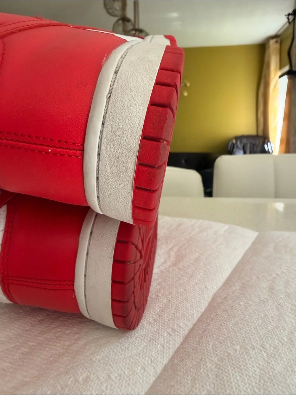 Nike Red and White High-Top Sneakers with Swoosh - Picture 7 of 9